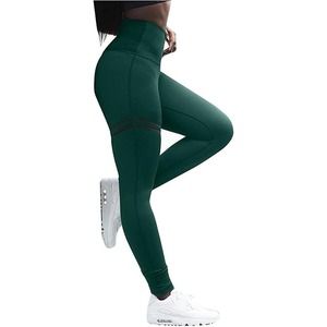 Leggings de sport taille haute pour femmes, couvrant entièrement le corps, motif uni, taille élastique, tissu en spandex et nylon doux pour la peau, personnalisable - Product Image 4