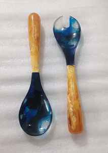 Ensemble de cuillère et de fourchette à salade en résine de qualité supérieure - Vaisselle de fête moderne et luxueuse, écologique et lavable au lave-vaisselle - Product Image 4