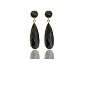 Pendientes en forma de pera de Plata de Ley 925, GEMA de ónix negra, novedad - Product Image 1