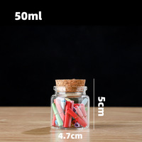 Bouteille en verre créative de 47 mm avec bouchon en liège, flacon à pilules en borosilicate de haute qualité pour le stockage - Vente en gros