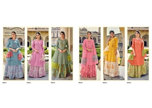 Kurta de Algodón Suave con Falda, con Bordado Intenso, Trabajo de Lentejuelas, Estampado Digital, Trabajo Manual con Espejo y Mangas Largas - Product Image 2