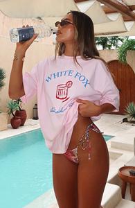 Camiseta de Verano Extra Grande, Ecológica, Transpirable, con Estampado Rosa, Estilo Urbano para Mujer - Product Image 6