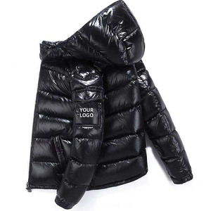Doudounes à capuche d'hiver en duvet de haute qualité pour hommes Doudounes surdimensionnées de luxe imprimées Vestes brillantes pour hommes en polyester - Product Image 2