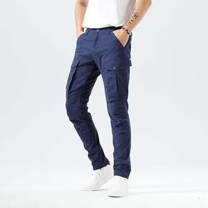 กางเกงคาร์โก้เข้ารูปลำลองสำหรับผู้ชายกางเกงเอวสูงปานกลางแบบตรงพร้อมข้อต่อหัวเข่า - Product Image 5
