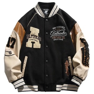Veste de campus pour homme, automne, broderie en chenille, style baseball, varsity, fermeture éclair, col montant, respirante, vente en gros pour le Pakistan - Product Image 1