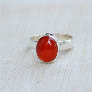Anillo de cornalina de Plata de Ley 925, anillo de piedras preciosas de corte ovalado hecho a mano para boda, Navidad o regalo del Día de San Valentín - Product Image 3