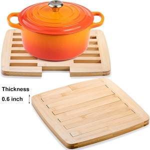 Paquete de 2 salvamanteles de bambú extensible de 9 pulgadas a 11,8 pulgadas almohadilla caliente cuadrada salvamanteles alfombrilla de madera resistente al calor para platos calientes cuencos - Product Image 3