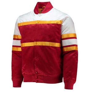 Varsity Letterman vestes en satin respirant avec logo personnalisé Varsiti veste bombardier en satin homme vestes vêtements OEM de style rue principale - Product Image 5