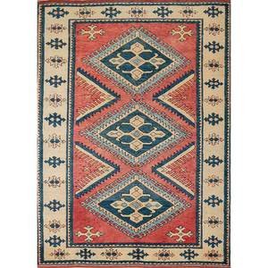 Alfombras de Lana Anudadas a Mano con Diseño Geométrico Nuray, 9x12, Patrón Abstracto Rectangular para Pasillo, Sala de Estar y Dormitorio en Rojo y Naranja-Pae-1269 - Product Image 1