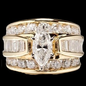 Anillo de Compromiso Unisex con Diamante Cultivado en Laboratorio, Chapado en Plata de 14K y 18K, Corte Marquesa, Certificado IGI, Anillo de Boda de Lujo - Product Image 6