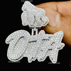 Colgante Moissanite Personalizado, Colgante Moissanite VVS Personalizado, Colgante Moissanite VVS Hip Hop Plata, Colgante Moissanite VVS Personalizado - Product Image 1