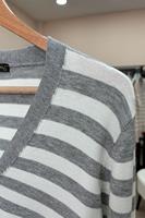 Femmes col en v tricots Cardigan à manches longues chaud respirant Cardigan Blouse avec bouton de perle motif rayé Services OEM