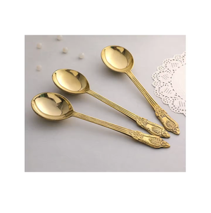 ช้อนทองเหลืองมีด้ามจับลายนูนช้อนรับประทานอาหารขนาดกลาง - Product Image 1