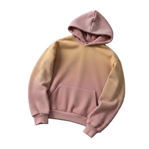 Best Quality 100% Cotton Sun Faded <b>Rhinestone</b> <b>Hoodie</b> Custom Logo Design Pullover Oversized Sparkly Vintage Winter for Men - Product Image 4