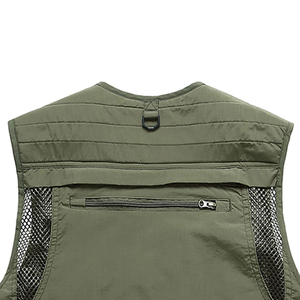 Gilet cargo respirant multi-poches pour hommes en coton et polyester sur mesure avec multi-poches - Product Image 4