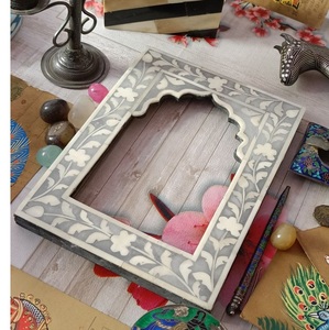 Top Quality Handmade UV Decorative Bone Inlay Wooden Photo <b>Frame</b> Elegant Floral Indian Design Foldable Customizable for Modern - Product Image 5