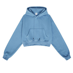 Haute qualité nouveauté coton femmes haut court à capuche 100% coton à manches longues vêtements décontractés mode culture sweats à capuche 2026 - Product Image 5