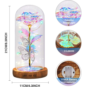 Regali per la festa della mamma Bella <span class=keywords><strong>scatola</strong></span> di rose Galaxy San Valentino Fiore di rosa <span class=keywords><strong>in</strong></span> cupola di vetro con LED - Product Image 2