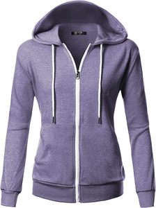 Veste à capuche élégante et légère à fermeture éclair, manches longues, en coton, polyester, délicate, pour femmes - Product Image 6