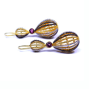 Ensemble de boucles d'oreilles en argent sterling 925 pour femmes plaqué or avec pierres précieuses de tourmaline classiques Option de style de charme vintage - Product Image 3