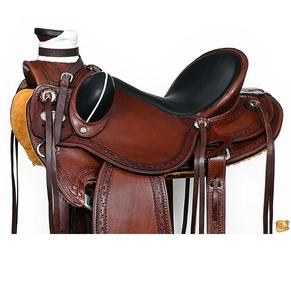 Selle de cheval classique en cuir Western Wade brun foncé, confortable, durable et idéale pour le travail de roping professionnel à la ferme - Product Image 1