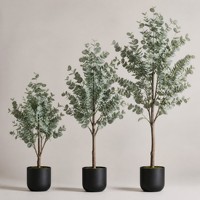 Árbol de Eucalipto Artificial, Planta Verde Artificial en Maceta, Árbol Decorativo Realista para Decoración de Interiores del Hogar