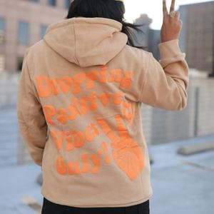 Alta calidad Unisex francés Terry algodón en blanco pulóver Sudadera con capucha Streetwear bordado parche de gran tamaño hombres polar en relieve 3D - Product Image 4