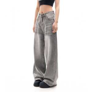 Pantalon baggy pour femmes personnalisé à la mode jean en denim coupe ample vêtements décontractés pour femmes pantalon baggy en jean élégant pour femmes - Product Image 3