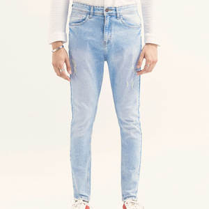 Pantalons en jean droits pour hommes, vente chaude, fabrication en usine, été, uni, respirant, 100% coton, vente en gros, haute qualité - Product Image 1