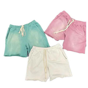 Personnalisé pour hommes Vintage Sun dye Fade Sweat Short en coton vieilli bord coupé impression personnalisée Short d'été délavé à l'acide pour hommes - Product Image 3