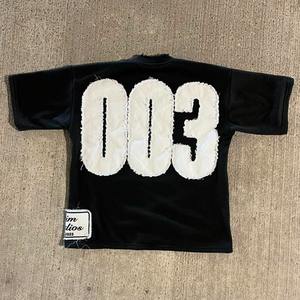 Camiseta pesada Vintage personalizada para hombre, 100% algodón, desteñida al sol, recortada, con apliques bordados desgastados, parche, lavado ácido, desteñida al sol - Product Image 2