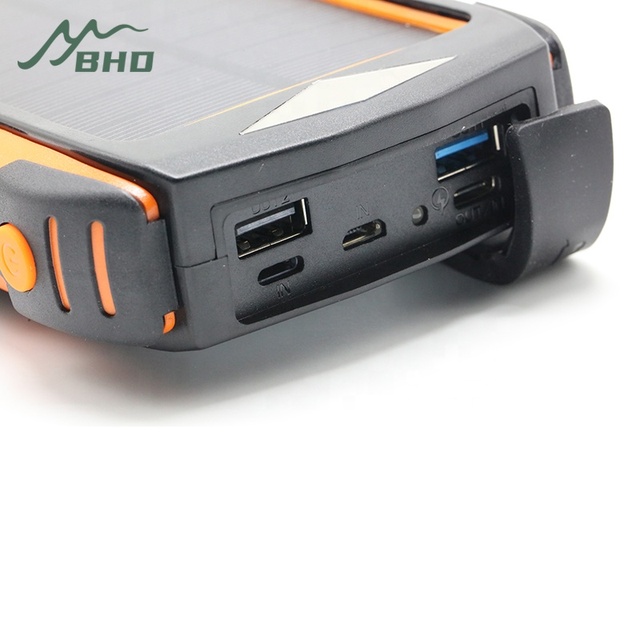 High Quality Waterproof 10000 Mah Solar Panel Powerbanks Fast Charging Phone Charger 10000mah Real Capacity Solar Power Bank