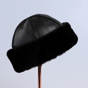 Tamaño ultra grande 54-62cm Sombrero de protección auditiva cálido de invierno para hombre Piel sintética de cuero genuino Interior Gorras negras/marrones para ropa informal - Product Image 3