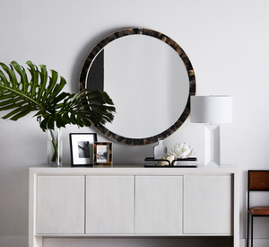 Marco de espejo redondo de diseño moderno hecho a mano, cuerno de calidad superior, acento decorativo para el hogar a la venta - Product Image 1