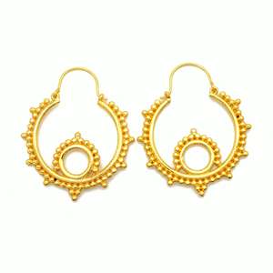 Pendientes de Aro con Diseño Tribal, Joyería Boho de Latón para Mujer, Chapados en Oro de 18k, Diseño Étnico, Venta al Por Mayor - Product Image 1