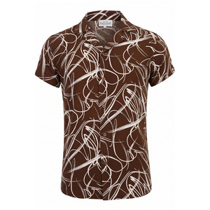 เสื้อฮาวายผู้ชาย ผ้าวิสโคสระบายอากาศ ลายกราฟิก แขนสั้น ใส่สบายสำหรับฤดูร้อน สีดำและสีขาว - Product Image 2