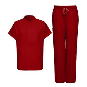 Servicio OEM tejido algodón poliéster Scrub moda cómodo personalizado Color Hospital enfermera uniforme Stand Collar Scrub Sets - Product Image 4