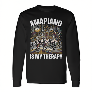 T-shirt a maniche lunghe Amapiano, design terapeutico per amanti della musica sudafricana Afrobeat - Product Image 2