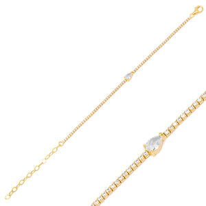 Pear Drop <b>Charm</b> Dainty Tennis <b>Bracelet</b> Turkish Handcrafted Wholesale 925 <b>Sterling</b> <b>Silver</b> Jewelry - Product Image 5