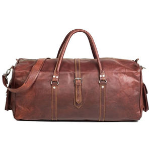 Bagages d'usine Véritable Duffel Vente en gros Grand sac de sport personnalisé La plupart des logos Marron de pochettes de voyage Sac de sport en cuir - Product Image 1