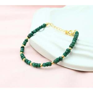 Bracelet tennis en or 18 carats plaqué or avec émeraudes, diamant en forme de cœur et perle d'eau douce, style religieux, bijoux en or rose - Product Image 4