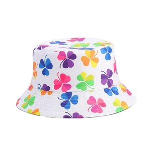 Unisex Bucket <b>Hat</b> With Colorful Clover Print For Beach Spring <b>Summer</b> Casual Wear - Product Image 1