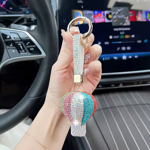 Pha Lê 3D <span class=keywords><strong>Mini</strong></span> khinh khí cầu Keychain đẹp Bling Rhinestone Móc Chìa Khóa Túi xe treo mặt dây chuyền đính quyến rũ chủ chốt - Product Image 3