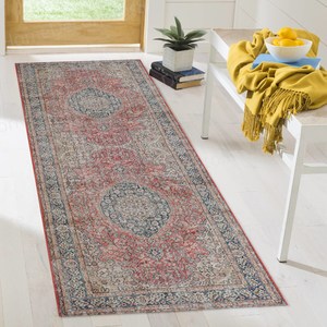 Tapis imprimé : Grand tapis gobelin à motif floral doux et médaillon antique pour bureau et entrée - Product Image 5