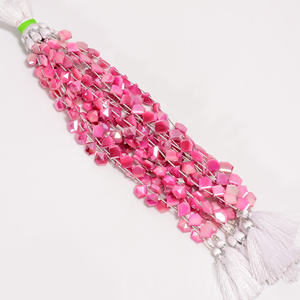 Perles de pierre de lune, perles de forme fantaisie en pierre de lune rose enduite, perles de pierre de lune rose à facettes pour la fabrication de bijoux, - Product Image 1