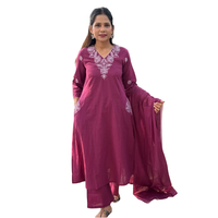 Traje de 3 Piezas para Mujer, Kurta Informal y Festiva de Algodón con Pantalón y Dupatta, Ofertas al por Mayor al Mejor Precio