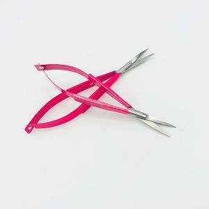 Micro ciseaux professionnels 4.5 \ "rose foncé pour le type de beauté des sourcils et des ongles avec une action de ressort extra tranchante personnalisée et emballée - Product Image 1