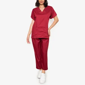 Uniformi mediche uniformi infermieristiche infermiere Medical Scrubs Design uniformi del personale medico abito da infermiera bianco cappotto da donna Cotton Dobby