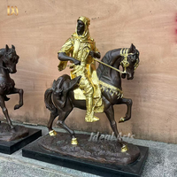 Statue de guerrier équestre en bronze antique, petit soldat sur cheval, sculpture pour décoration de la maison