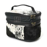 Sac à cosmétiques en cuir de vachette de luxe, organiseur de maquillage portable, pochette de voyage
